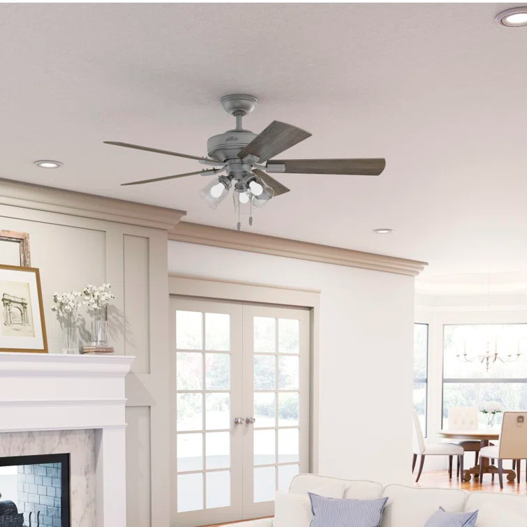 52" Crestfield 5 - Blade Modern Farmhouse Indoor Ceiling Fan with Light and Pull Chains