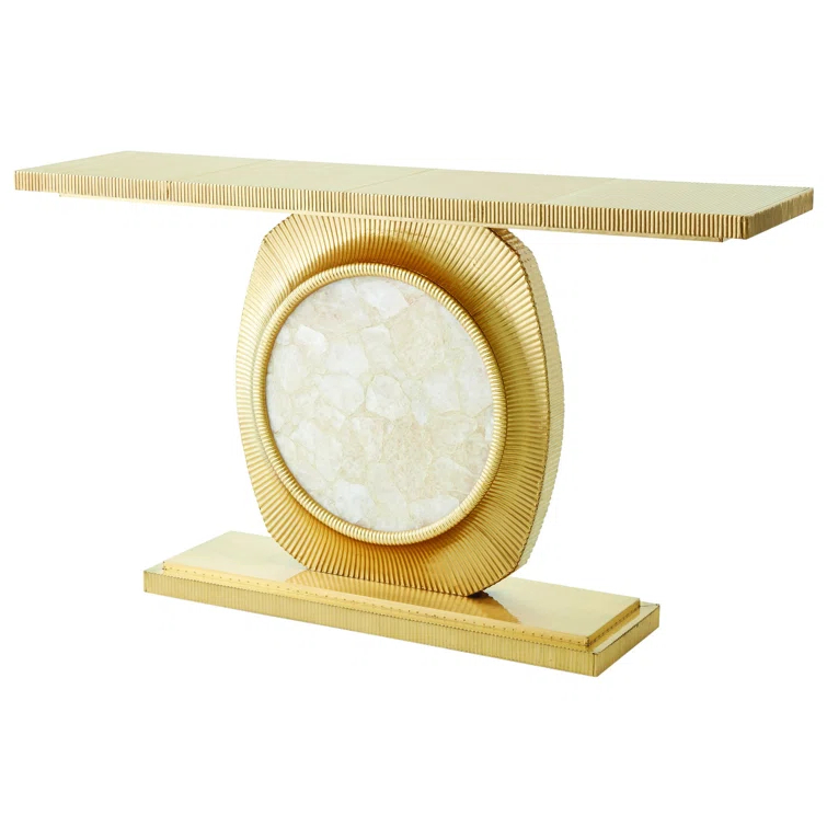 Studio A Home Opera Fluted Console-Brass w/Quartz Insert