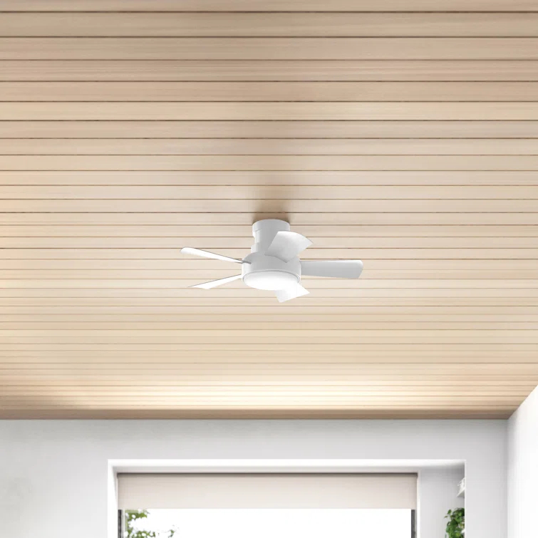 Vox 5 - Blade Indoor/Outdoor Smart Flush Mount Ceiling Fan with Remote Control and LED Light Kit