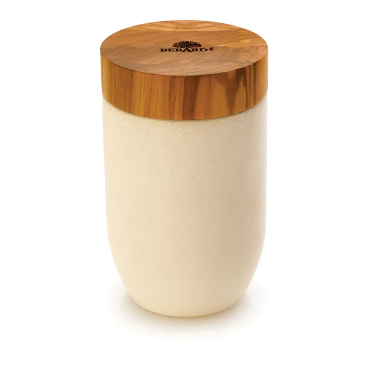 Berard France Olive Wood & Concrete Salt Keeper Box