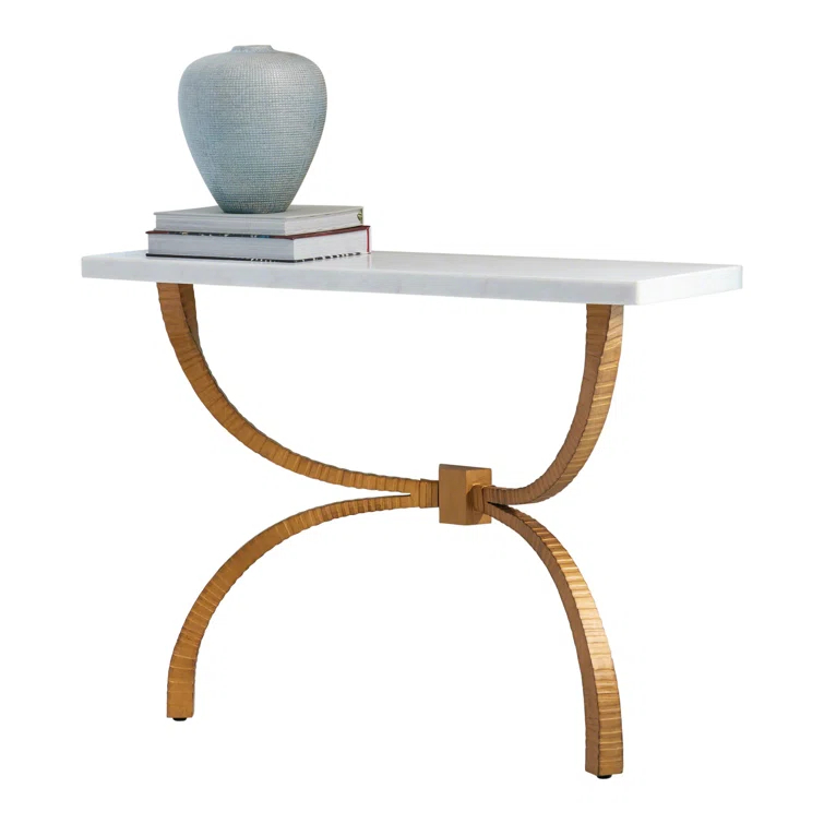 Teton Console-Gold w/White Marble Top
