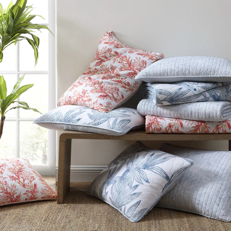 Tommy Bahama Home Tommy Bahama Kayo Blue Cotton Reversible Quilt Set
