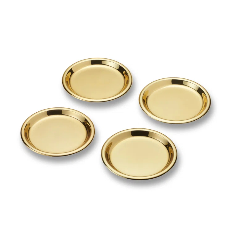 Marzia Metal Round 4 Piece Coaster Set (Set of 4)