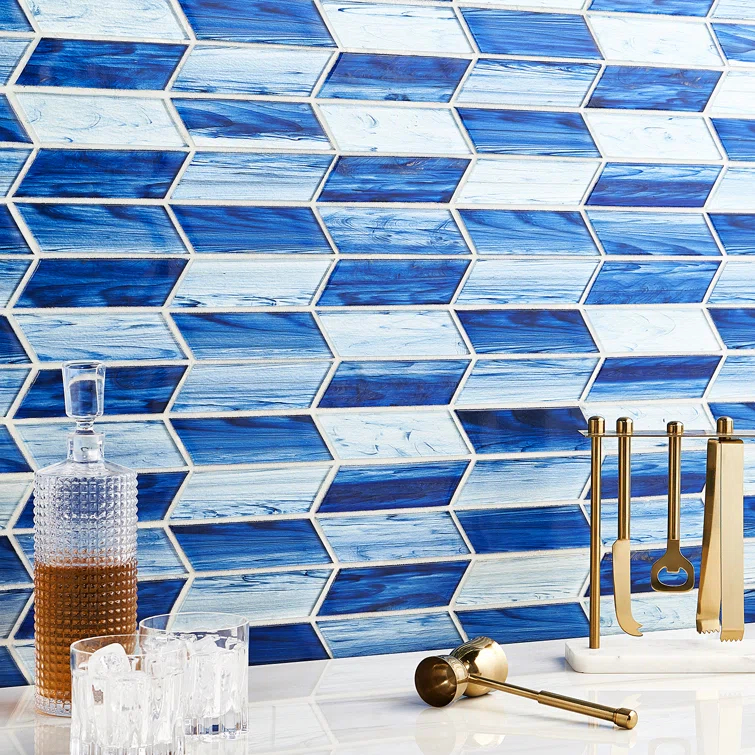 Tara Chevron 11.73 in. x 11.74 in. Molten Glass Mosaic Wall Tile (0.96 Sq. Ft. / Sheet)