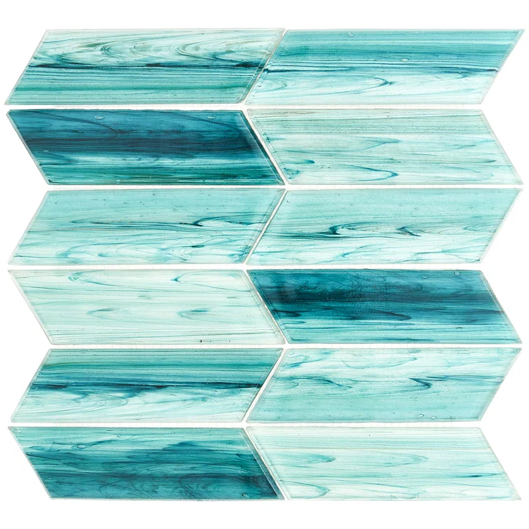 Tara Chevron 11.73 in. x 11.74 in. Molten Glass Mosaic Wall Tile (0.96 Sq. Ft. / Sheet)