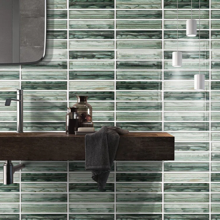 Tara Stacked 11.61" x 11.73" Molten Glass Mosaic Wall Tile (0.95 Sq. Ft. / Sheet)