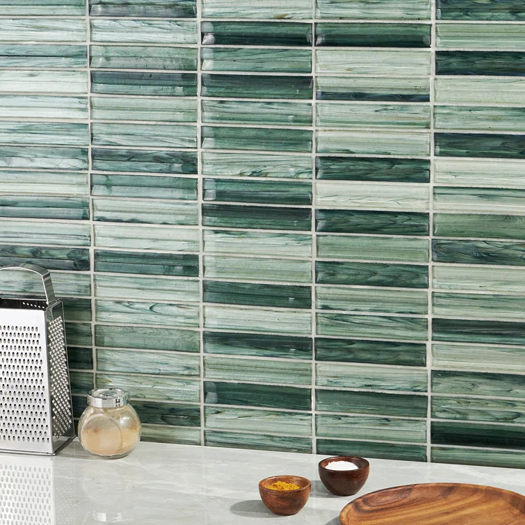 Tara Stacked 11.61" x 11.73" Molten Glass Mosaic Wall Tile (0.95 Sq. Ft. / Sheet)