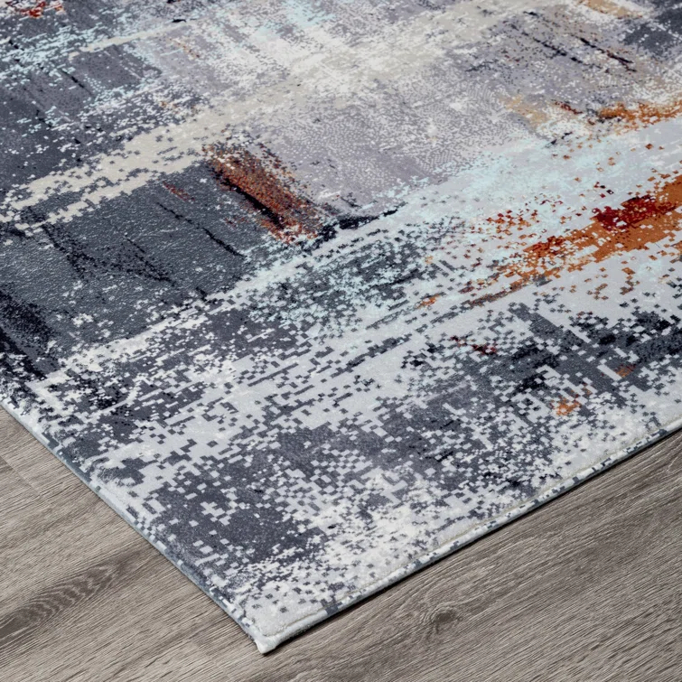 Denali Gray 5' x 7' Abstract Synthetic Area Rug