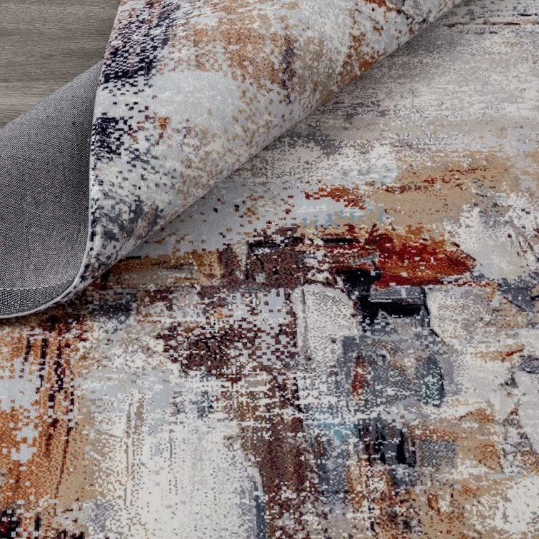 Denali Gray 5' x 7' Abstract Synthetic Area Rug