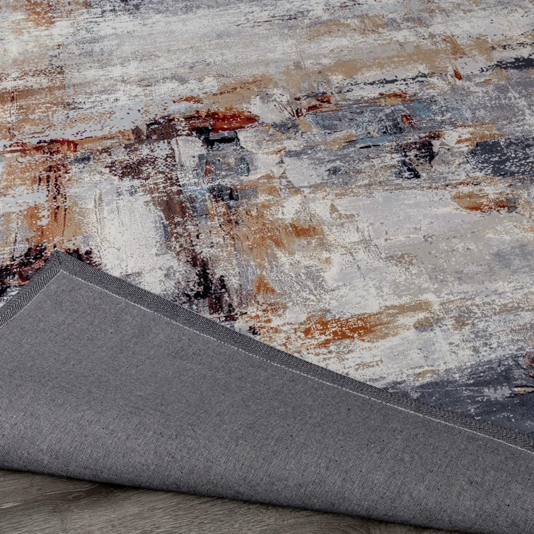 Denali Gray 5' x 7' Abstract Synthetic Area Rug