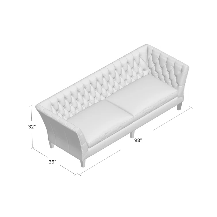 Chestnut Top Grain Leather Chesterfield Sofa with Tufted Pillow Back