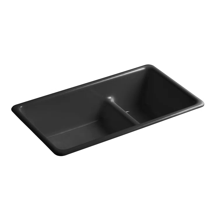 Iron Tones 33" L x 18.75" W Large/Medium Double-Bowl Kitchen Sink