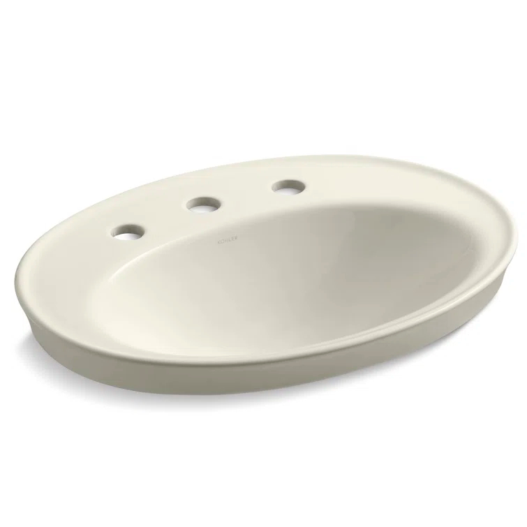 Serif® Ceramic Oval Drop-In Bathroom Sink with Overflow