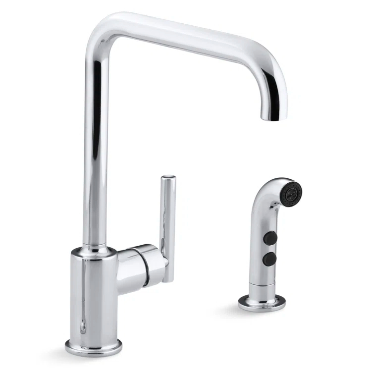 Purist® Two-Hole Kitchen Sink Faucet with 8" Spout and Matching Finish Sidespray