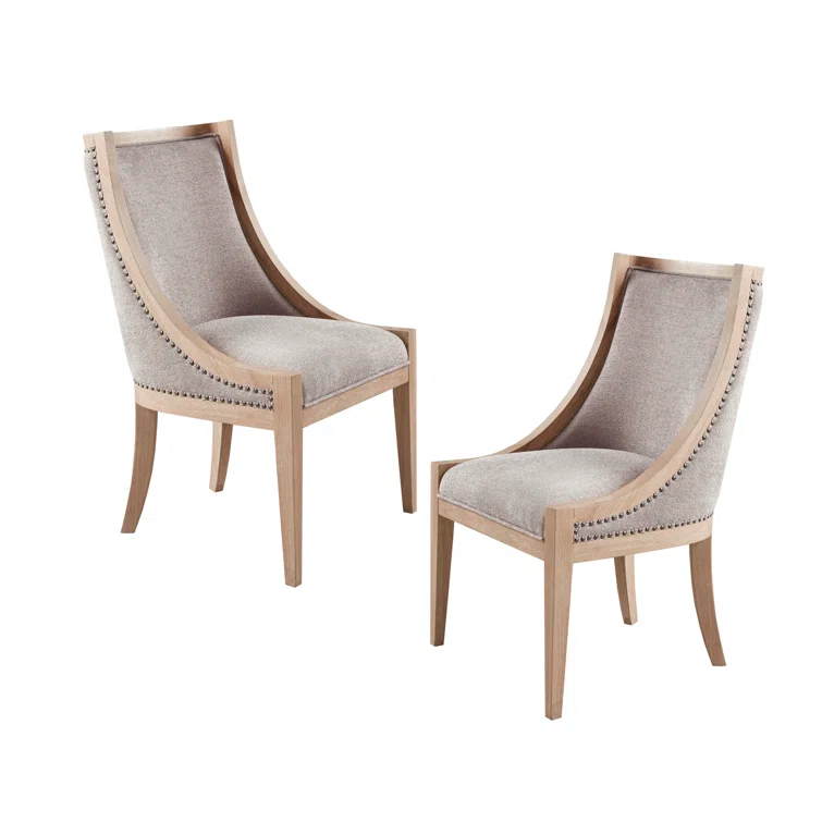 Martha Stewart Martha Stewart Elmcrest Wood Upholstered  Dining Chair with Nailhead Trim