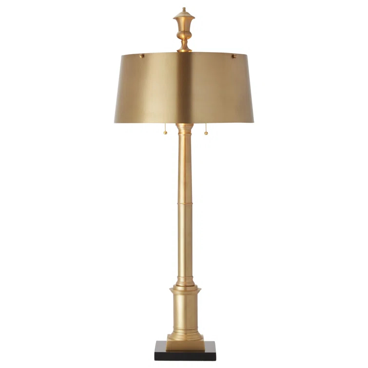 Antique Brass 48" Table Lamp with Stainless Steel Shade