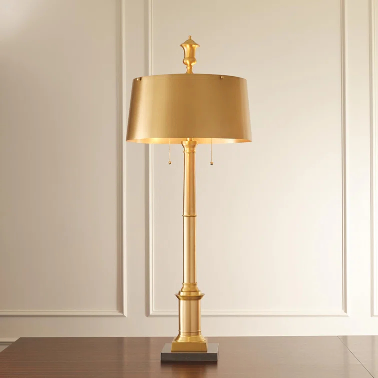 Antique Brass 48" Table Lamp with Stainless Steel Shade