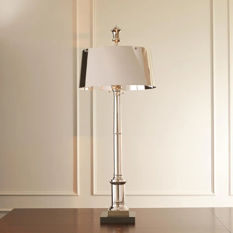 Grand Library 48" Nickel Table Lamp with Marble Base