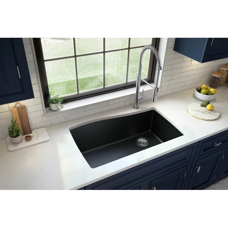 Karran Undermount Quartz Composite 33-1/2'' X 21'' Single Bowl Kitchen Sink