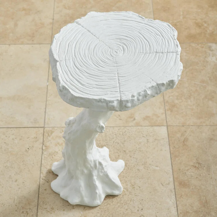 Global Views Faux Bois Table-White