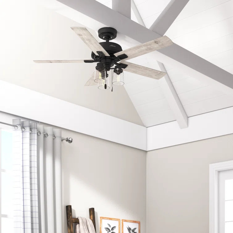Hunter Fan 44" Hartland 5 - Blade Modern Farmhouse Indoor Ceiling Fan with Lights and Pull Chains & Reviews | Wayfair