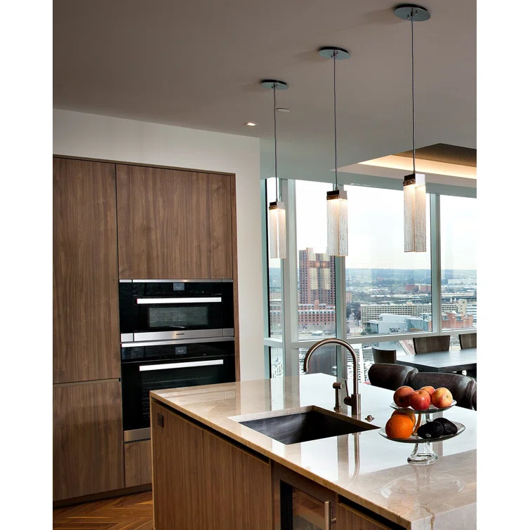 Parallel Modern Matte Black Smoke Granite LED Pendant Light
