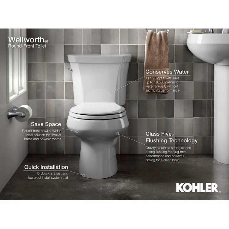 Wellworth® 1.6 GPF Round Two-Piece Toilet (Seat Not Included)