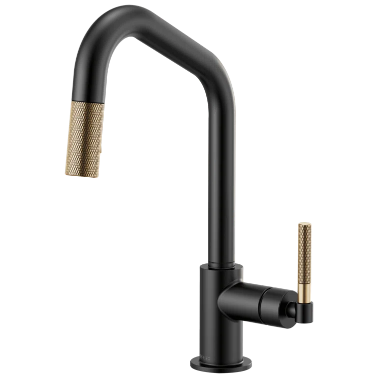 Matte Black & Luxe Gold High Arc Pull-Down Kitchen Faucet