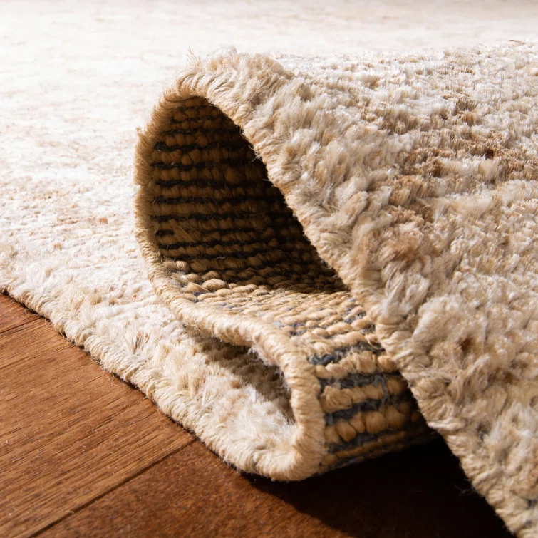 Cream/Beige Artisan-Crafted Jute Area Rug, 4' x 6'