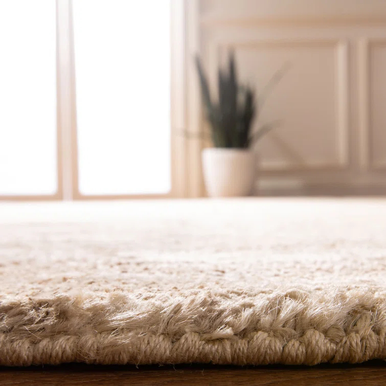 Cream/Beige Artisan-Crafted Jute Area Rug, 4' x 6'