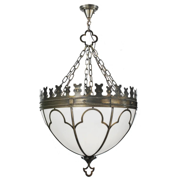 Meyda Lighting Meyda Tiffany & Stained Glass 3 - Light Antique Brass Unique/Statement Pendant