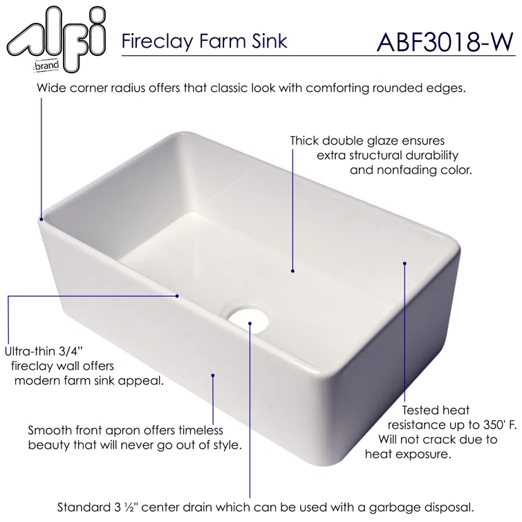 30'' L Farmhouse / Apron Single Bowl Fireclay Kitchen Sink