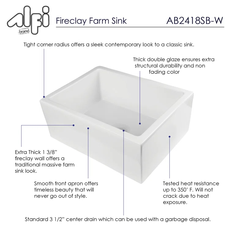 23.63'' L Farmhouse / Apron Single Bowl Fireclay Kitchen Sink
