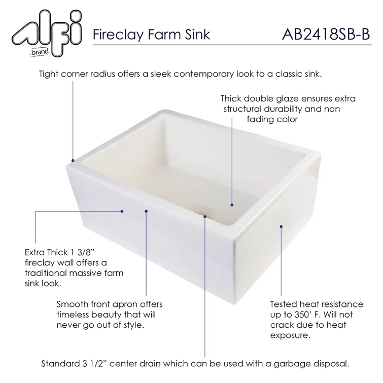 23.63'' L Farmhouse / Apron Single Bowl Fireclay Kitchen Sink