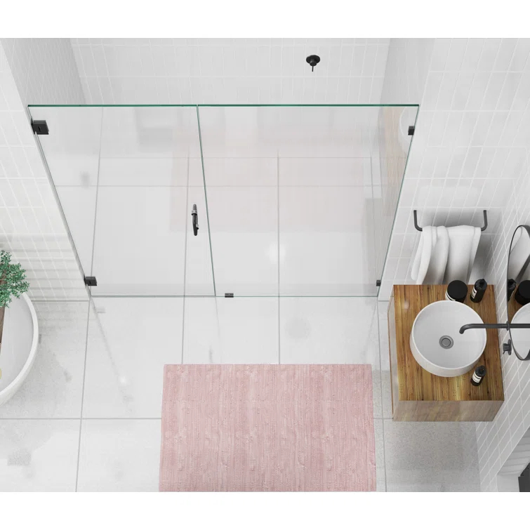 Illume 64.25 in. x 78 in. Fully Frameless Wall Hinge Shower Door