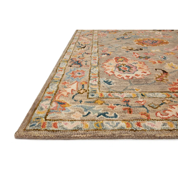 Norge Oriental Handmade Looped Wool Gray / Beige Area Rug