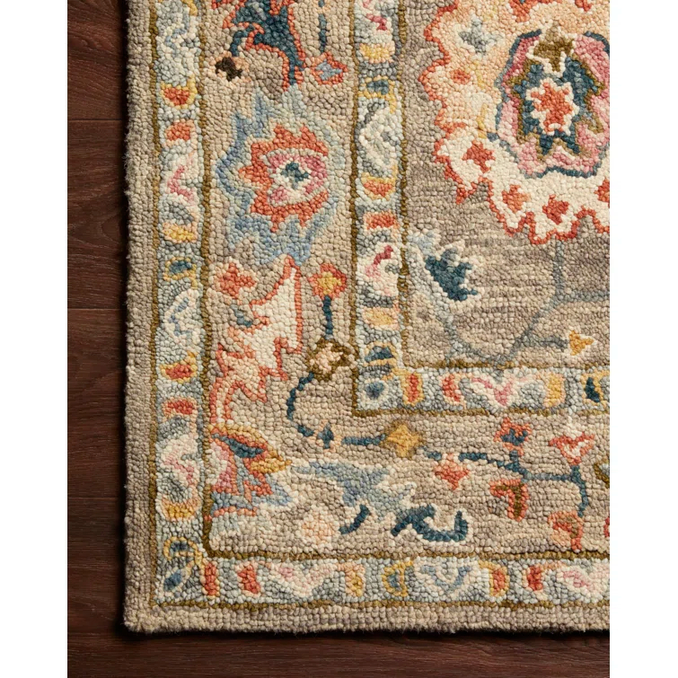 Norge Oriental Handmade Looped Wool Gray / Beige Area Rug