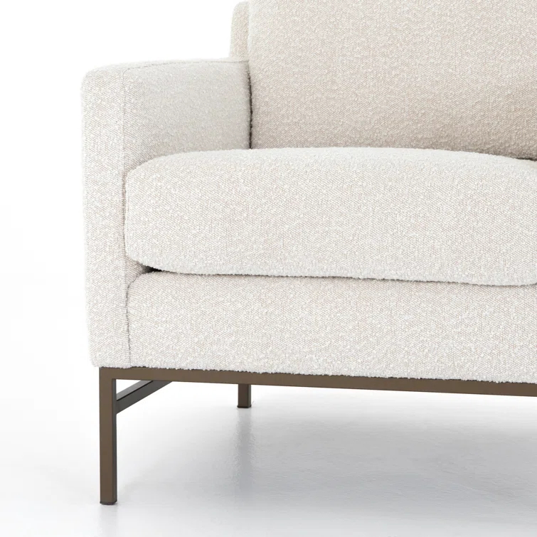 Vanna Contemporary Black Leather Armchair with Bronze-Finished Base