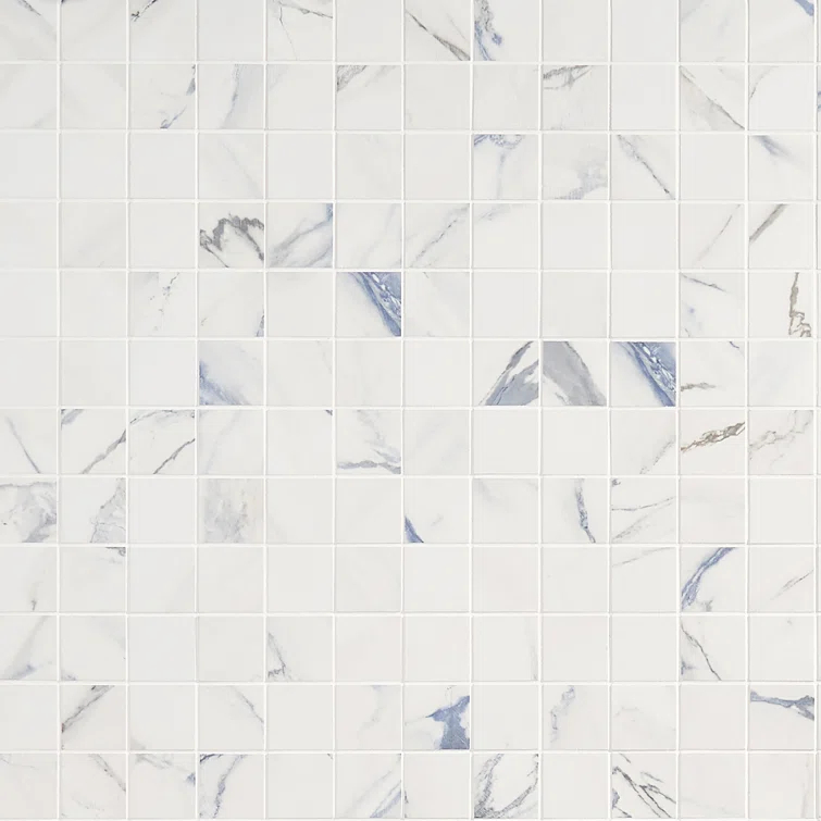 Calacatta Indigo 2" x 2" Porcelain Grid Mosaic Wall & Floor Tile