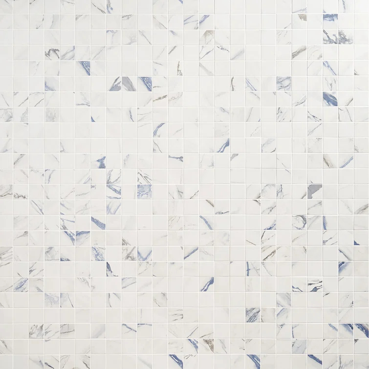 Calacatta Indigo 2" x 2" Porcelain Grid Mosaic Wall & Floor Tile