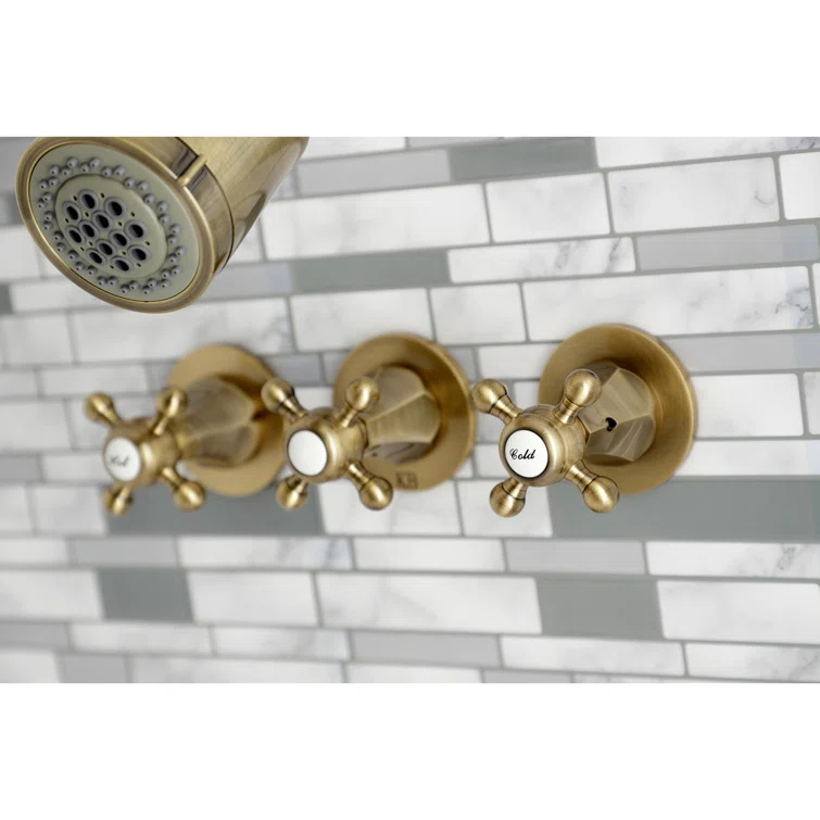 Kingston Brass Metropolitan Triple-Handle Tub and Shower Faucet