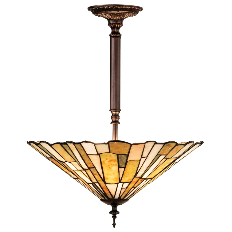 Meyda Tiffany - 77801 - Three Light Inverted Pendant - Delta - Mahogany Bronze