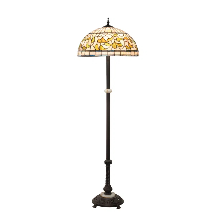229125 Meyda 62" Wide Tiffany Turning Leaf Floor Lamp