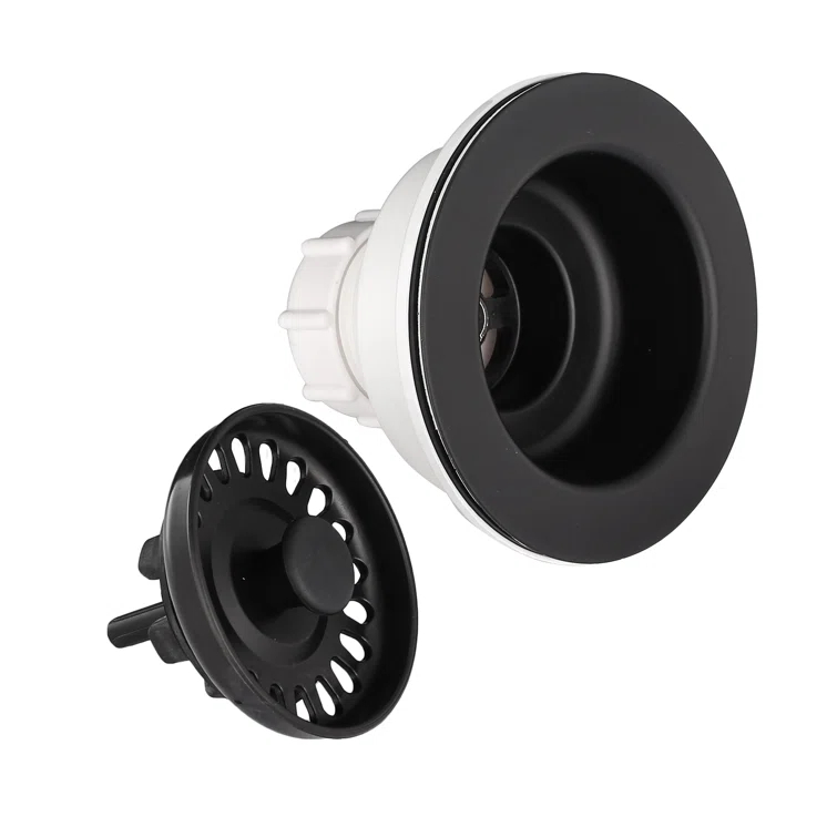 3.5-in Black Sink Strainer Assembly with Stopper for Matching Color of Granite or Fireclay Sinks