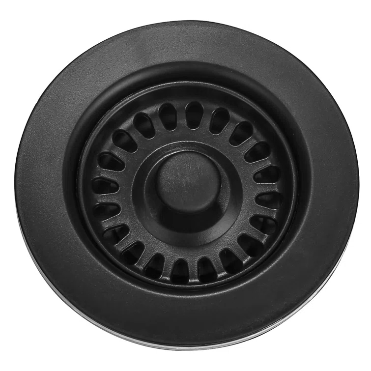 3.5-in Black Sink Strainer Assembly with Stopper for Matching Color of Granite or Fireclay Sinks