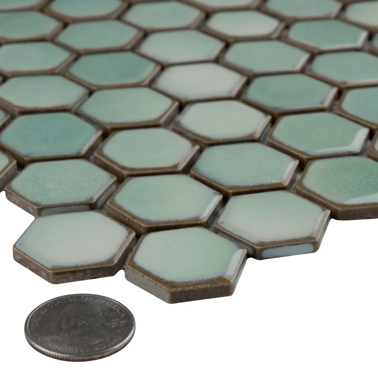 Hudson 1" Hex 11-7/8 " x 13-1/4 " Porcelain Mosaic Floor and Wall Tile