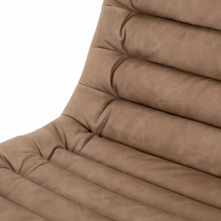 Transitional Natural Washed Mushroom Leather Swivel Desk Chair