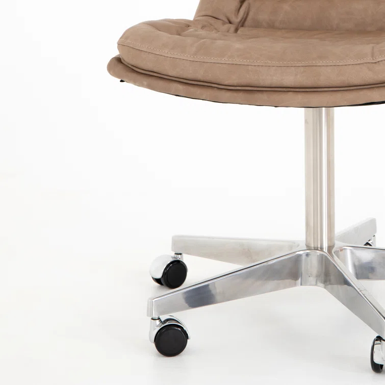 Transitional Natural Washed Mushroom Leather Swivel Desk Chair