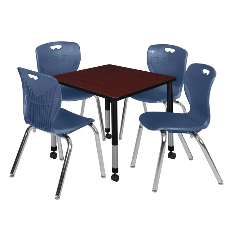 Kee Mobile Square Breakroom Table and Chair Set