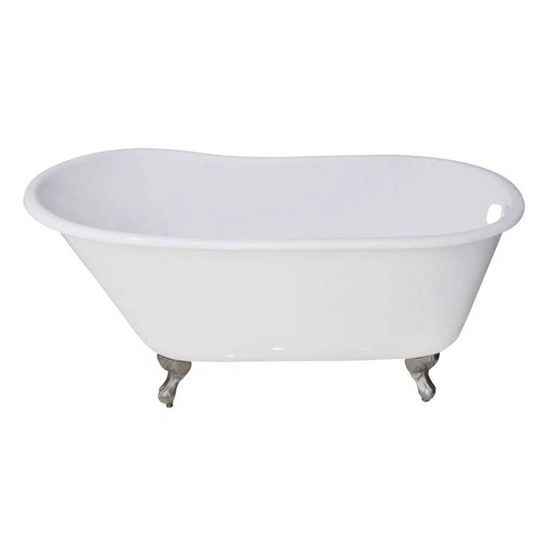 Kingston Brass Aqua Eden 53-Inch Cast Iron Oval Single Slipper Clawfoot Tub (No Faucet Drillings)